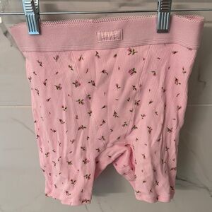 SKIMS Pink Ribbed Floral Boxer Shorts